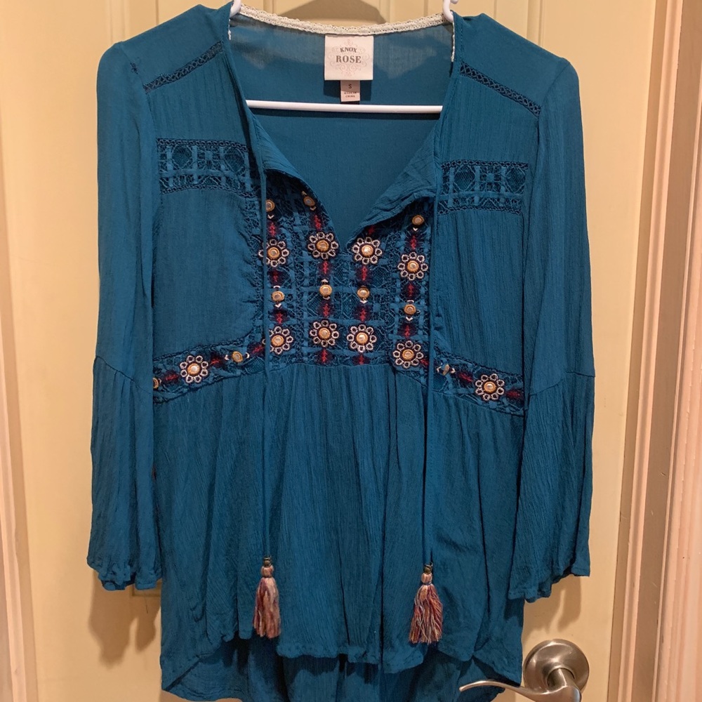 Blue 3/4 sleeve dress top
